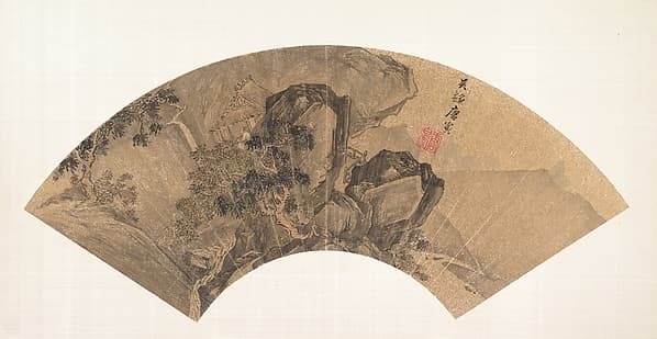 Tang Yin. Untitled — Folding fan mounted as an album leaf