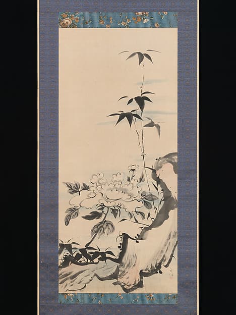 Ike Gyokuran. Peony and Bamboo by Ike Gyokuran, 1600