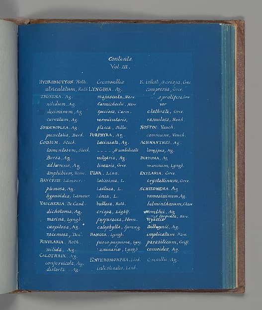 Anna Atkins. Contents Volume III