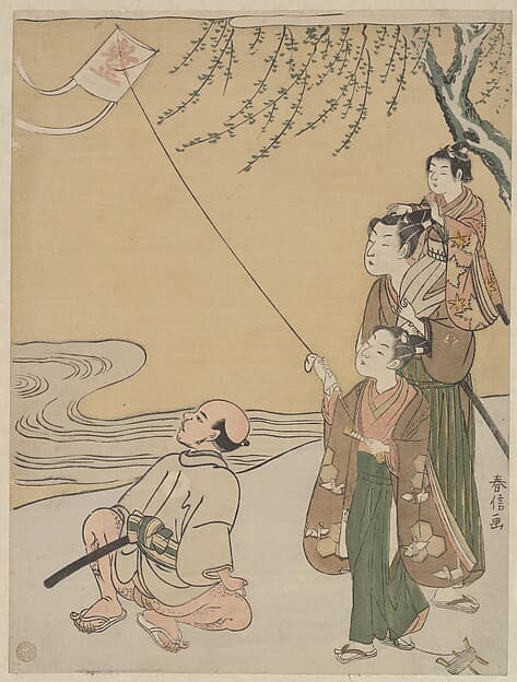 Suzuki Harunobu. Kite Flying