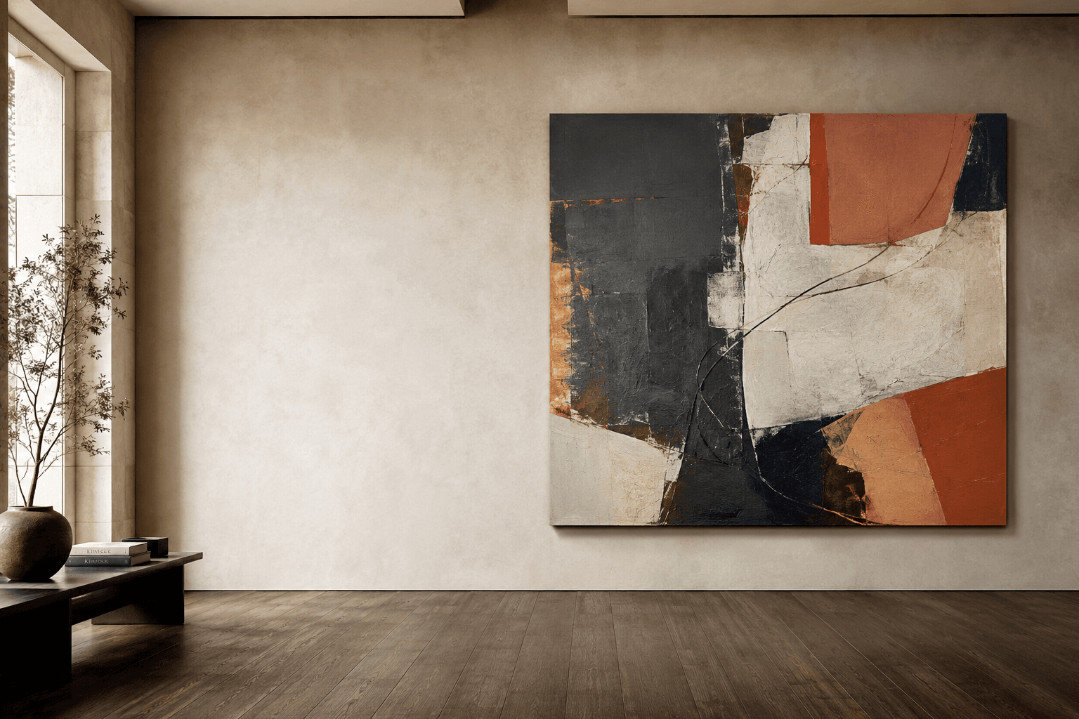 Contemporary painting in a gallery interior
