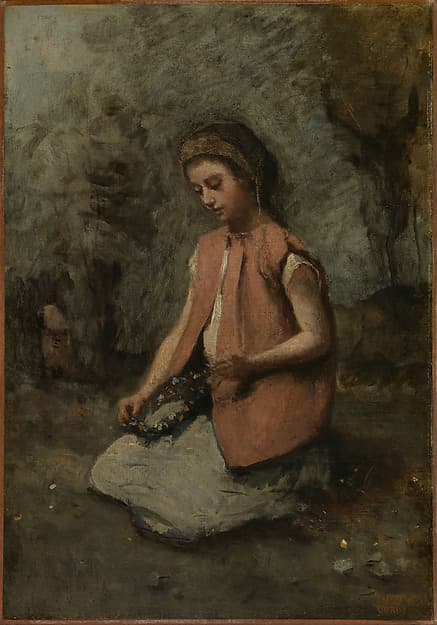 Jean-Baptiste-Camille Corot. Girl Weaving a Garland
