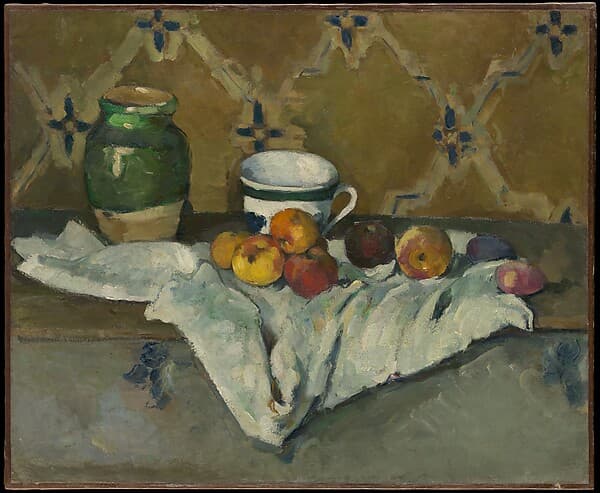 Paul Cézanne. Still Life with Jar, Cup, and Apples