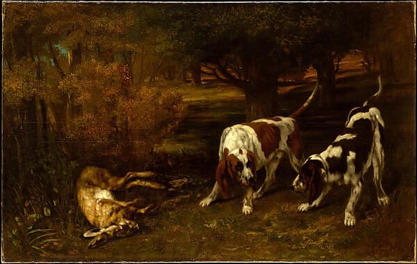 Gustave Courbet. Hunting Dogs with Dead Hare