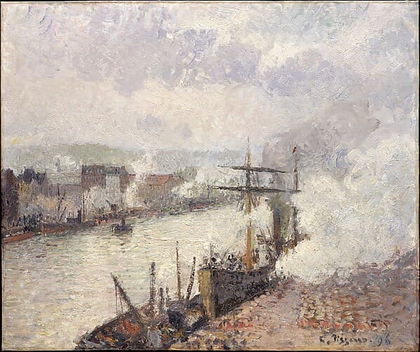Camille Pissarro. Steamboats in the Port of Rouen