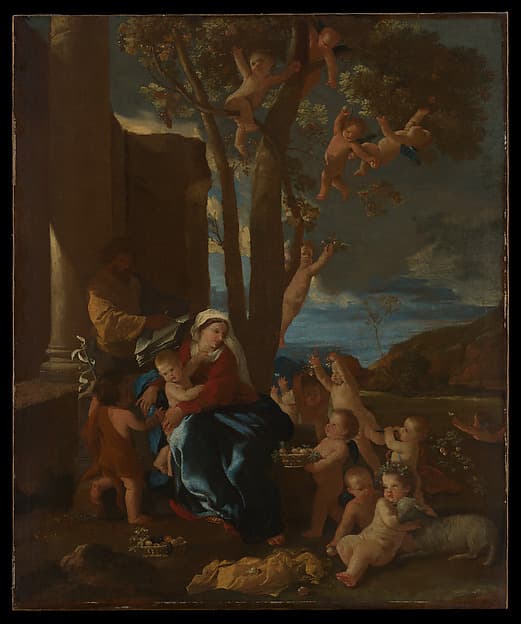 Nicolas Poussin. The Holy Family with Saint John the Baptist
