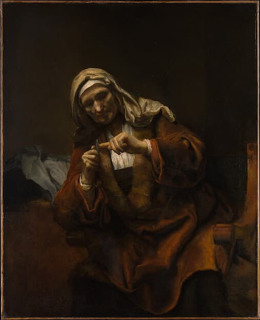 Rembrandt. Old Woman Cutting Her Nails