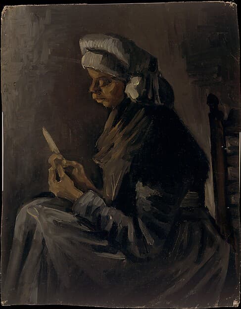 Vincent van Gogh. The Potato Peeler (reverse: Self-Portrait with a Straw Hat)