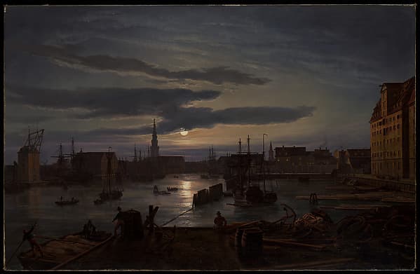 Johan Christian Dahl. Copenhagen Harbor by Moonlight