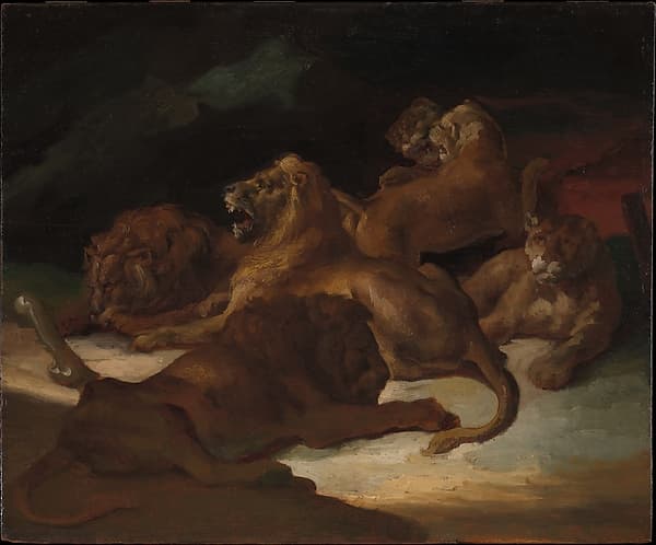 Théodore Géricault. Lions in a Mountainous Landscape