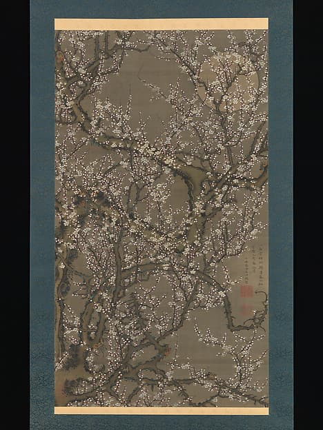 Itō Jakuchū. 伊藤若冲筆 月下白梅図|White Plum Blossoms and Moon