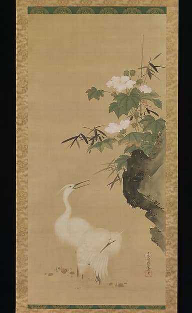 Tosa Mitsuoki. Egrets and Cotton Roses