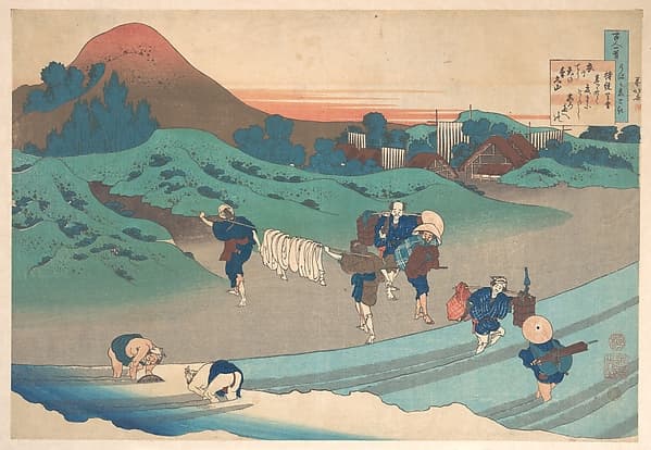 Hokusai. Poem by Jitō Tenno (Empress Jitō), from the series One Hundred Poems Explained by the Nurse (Hyakunin isshu uba ga etoki)