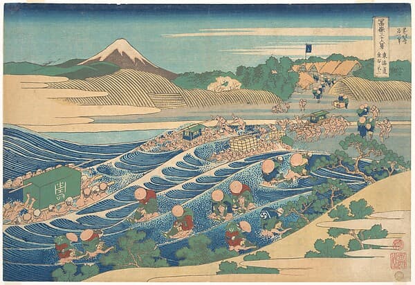 Hokusai. Fuji Seen from Kanaya on the Tōkaidō (Tōkaidō Kanaya no Fuji), from the series Thirty-six Views of Mount Fuji (Fugaku sanjūrokkei)