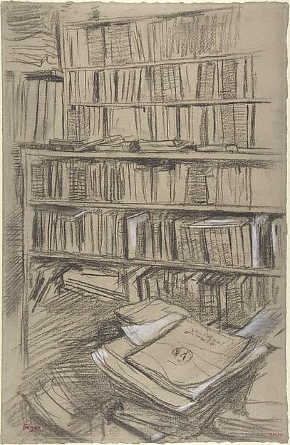 Edgar Degas. Bookshelves, Study for "Edmond Duranty"