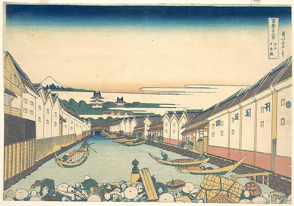 Hokusai. 冨嶽三十六景 江戸日本橋|Nihonbashi in Edo (Edo Nihonbashi), from the series Thirty-six Views of Mount Fuji (Fugaku sanjūrokkei)