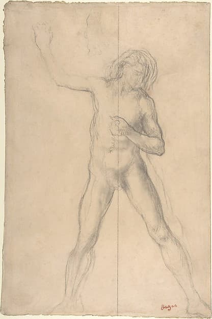 Edgar Degas. Standing Nude Youth, with right arm raised