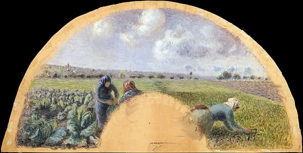 Camille Pissarro. Fan Mount: The Cabbage Gatherers