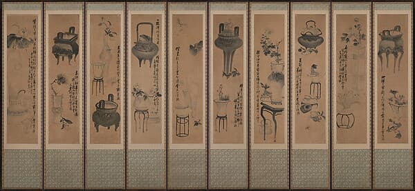 Chang Sŭngŏp. Still life with bronze vessels and flowering plants