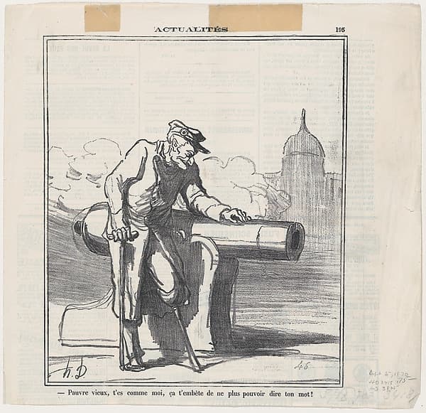 Honoré Daumier. Poor Old Man. You Are Like Me... You Are Annoyed That You Cannot Speak Out as You Wish, from the News of the Day series
