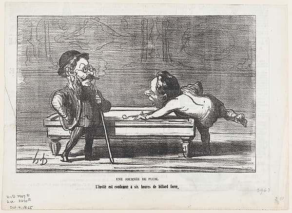 Honoré Daumier. Rainy Day: Guest Doomed to Six Hours of Billiards, from the series Joys of Country Life