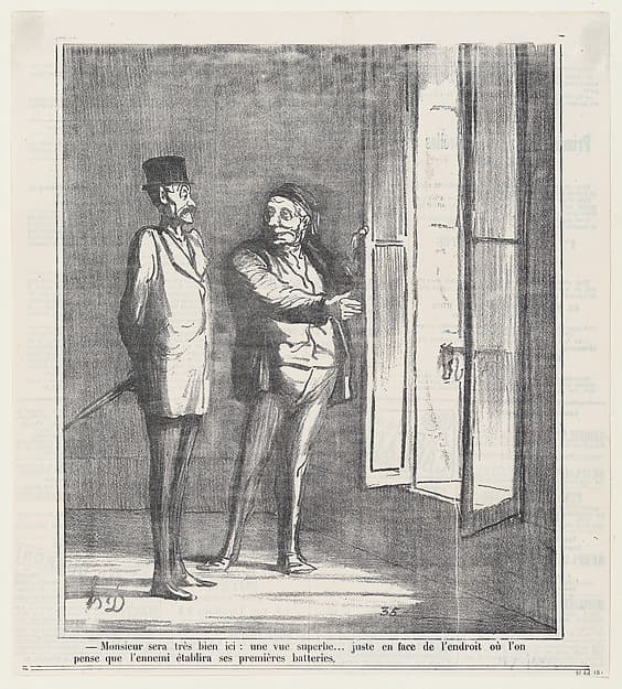 Honoré Daumier. Monsieur Will Be Very Pleased Here: An Excellent View... Exactly of the Place Where the Enemy Will Probably Deploy Their First Forces