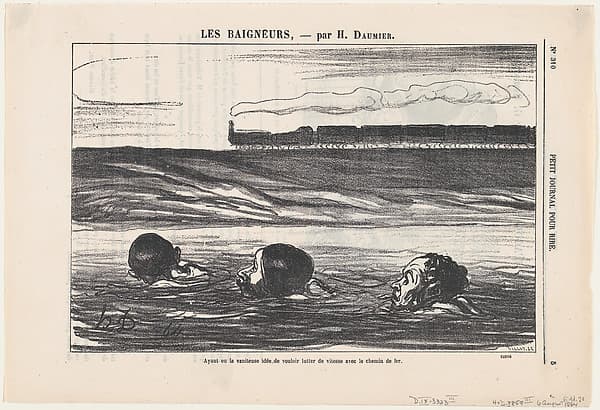 Honoré Daumier. Intending to Outrace the Train Swimming, from the series Bathers