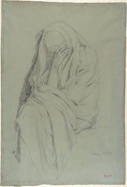 Edgar Degas. Study for 'Old Italian Woman' (recto); Study of drapery (verso)