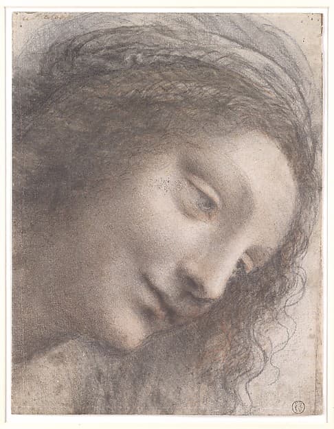 Leonardo da Vinci. Head of the Madonna Looking Right, Three-Quarter View