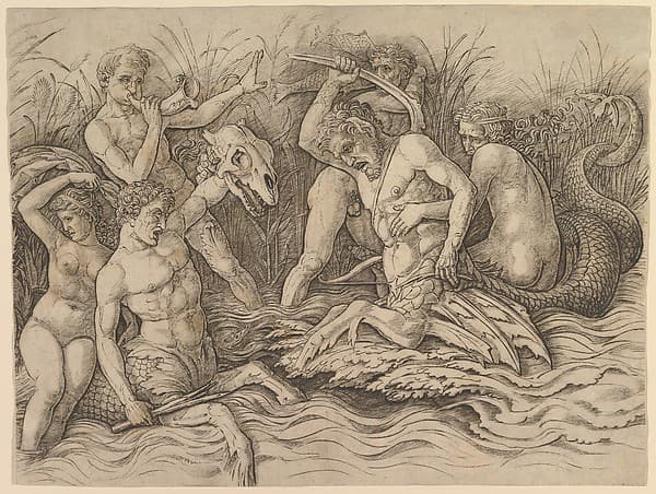 Andrea Mantegna. Battle of Sea Gods, Right Part of the Frieze