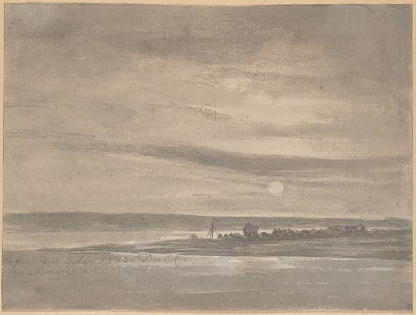 Johan Christian Dahl. Elbe by Moonlight
