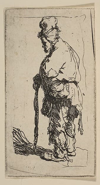 Rembrandt. Beggar Leaning on a Staff, Facing Left
