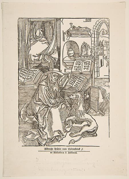 Albrecht Dürer. Saint Jerome Extracting the Thorn from the Lion's Paw, 19th Century Reprint