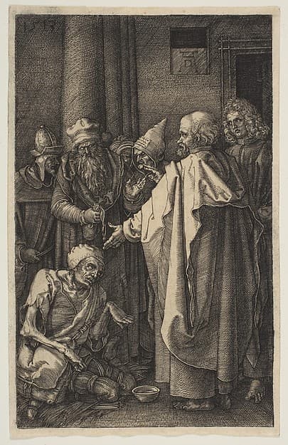 Albrecht Dürer. Saints Peter and John at the Temple Gate from the Passion series