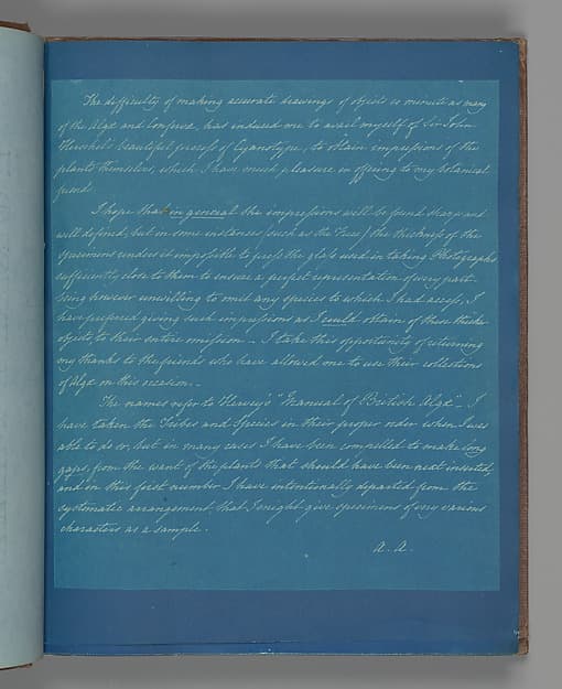 Anna Atkins. Dedication Page II