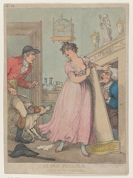 Thomas Rowlandson. An Old Poacher Caught in a Snare