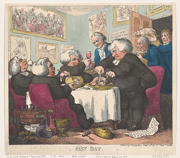 Thomas Rowlandson. Graphic Sheet "Fast Day"