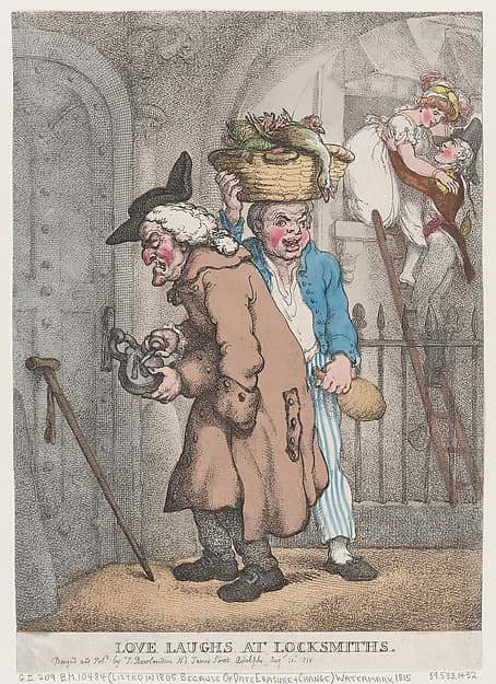 Thomas Rowlandson. Graphic Sheet «Love Laughs at Locksmiths»