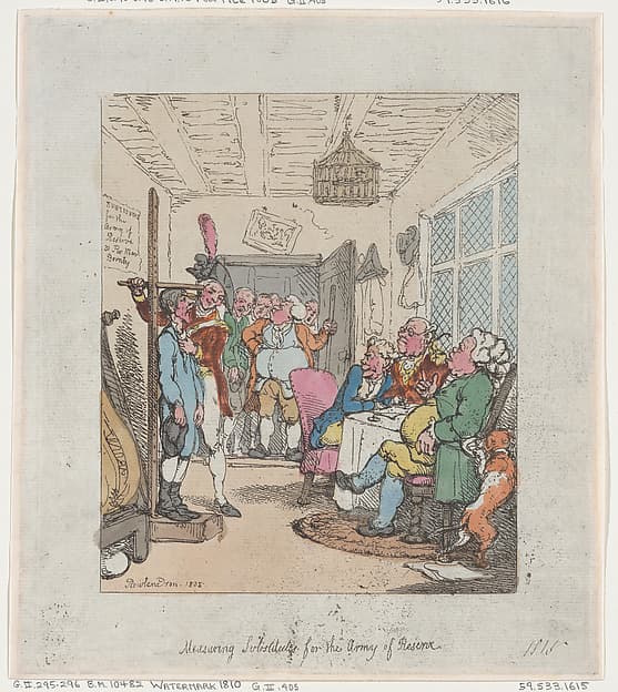 Thomas Rowlandson. Measuring Substitutes for the Army of Reserve