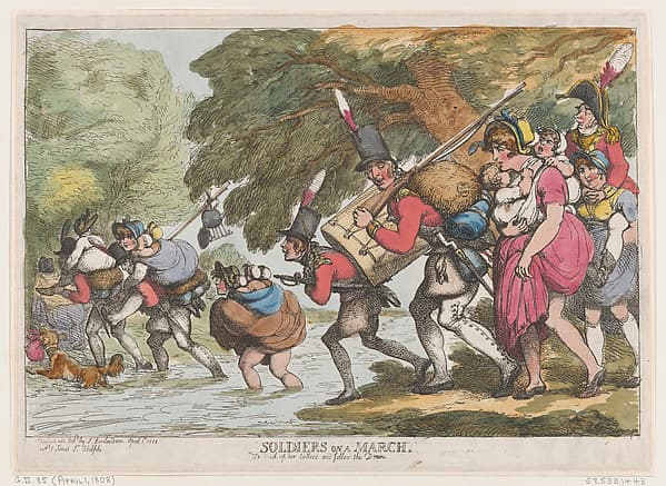 Thomas Rowlandson. Soldiers on a March