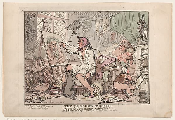 Thomas Rowlandson. Graphic Sheet "The Chamber of Genius"