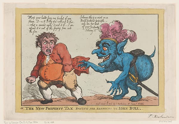 Thomas Rowlandson. The New Property Tax Paying His Respects To John Bull