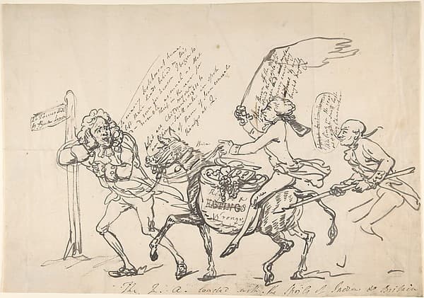 Thomas Rowlandson. The Q A loaded with the spoils of India and Britain, March 6, 1788