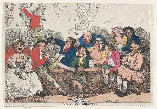 Thomas Rowlandson. Graphic sheet “The Slang Society”