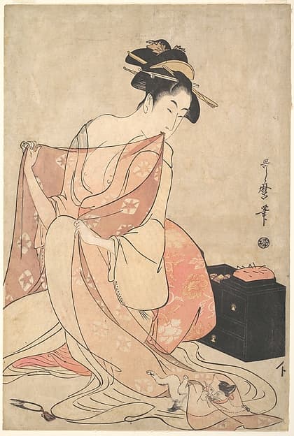 Kitagawa Utamaro. A Woman and a Cat
