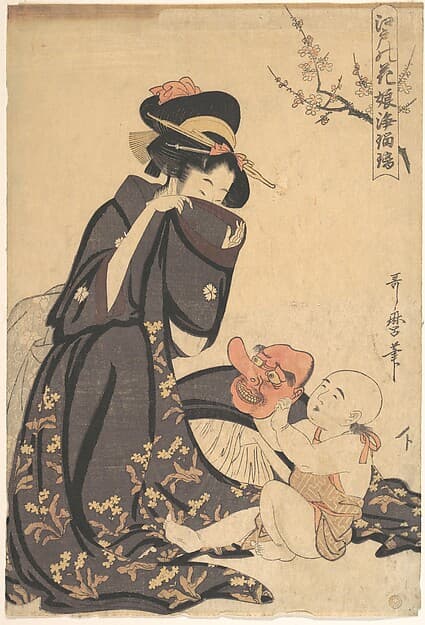 Kitagawa Utamaro. A Woman Playing with a Young Boy