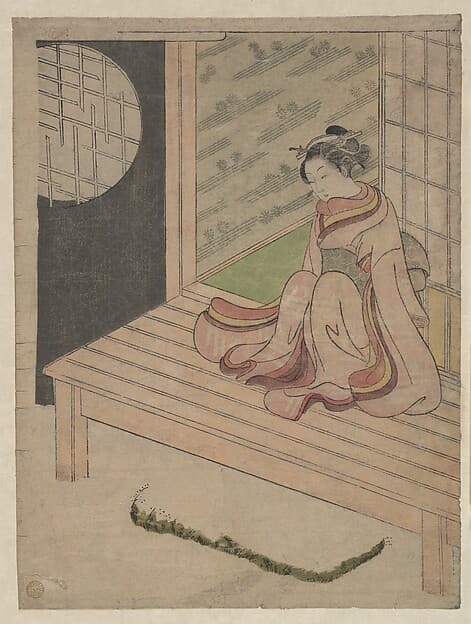 Suzuki Harunobu. A Young Woman Seated upon the Engawa of a House