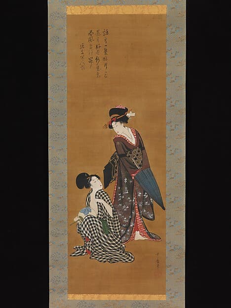 Kitagawa Utamaro. Engraving 'Two Beauties'