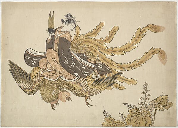 Suzuki Harunobu. Young Woman Riding a Phoenix