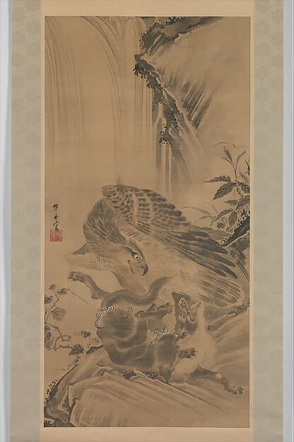 Kawanabe Kyōsai. Eagle Attacking a Mountain Lion